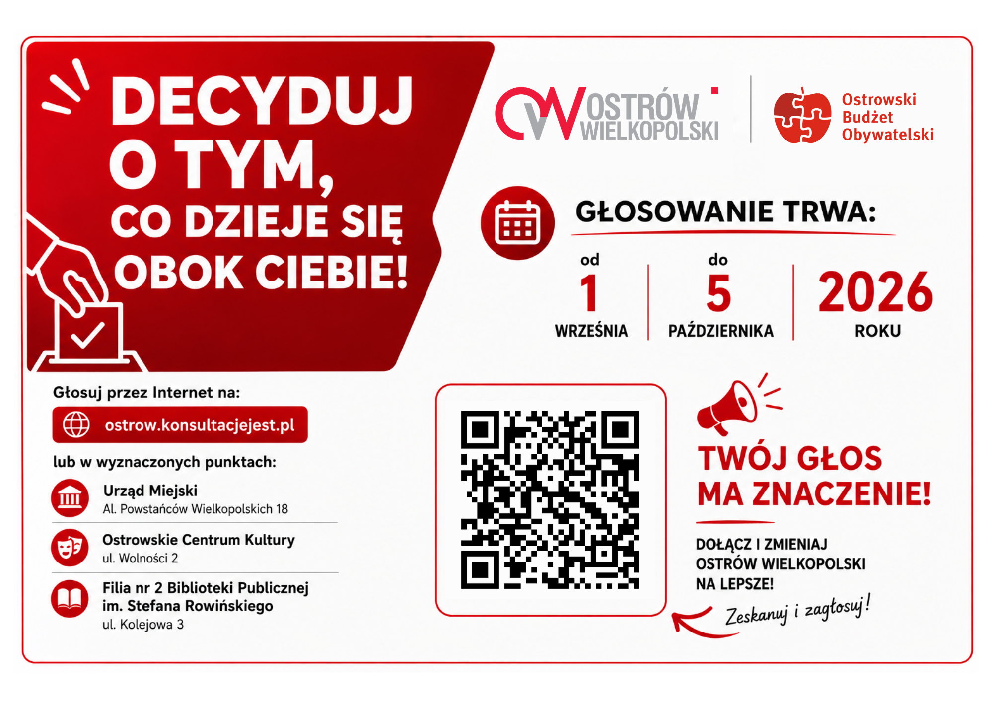 aktualność: Trwa głosowanie w XII Edycji Ostrowskiego Budżetu Obywatelskiego